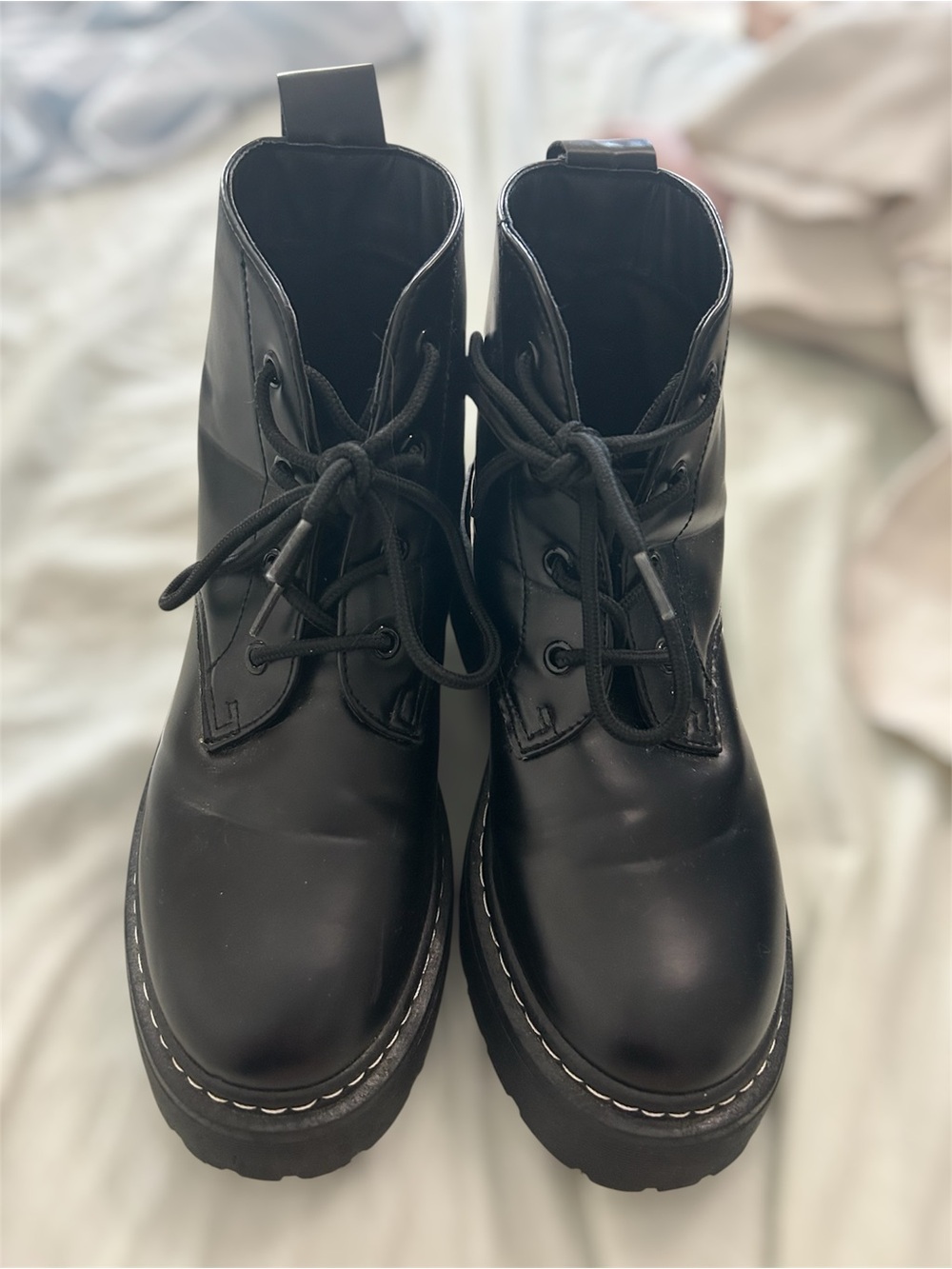 Women’s Black Lace-Up Platform Ankle Boots